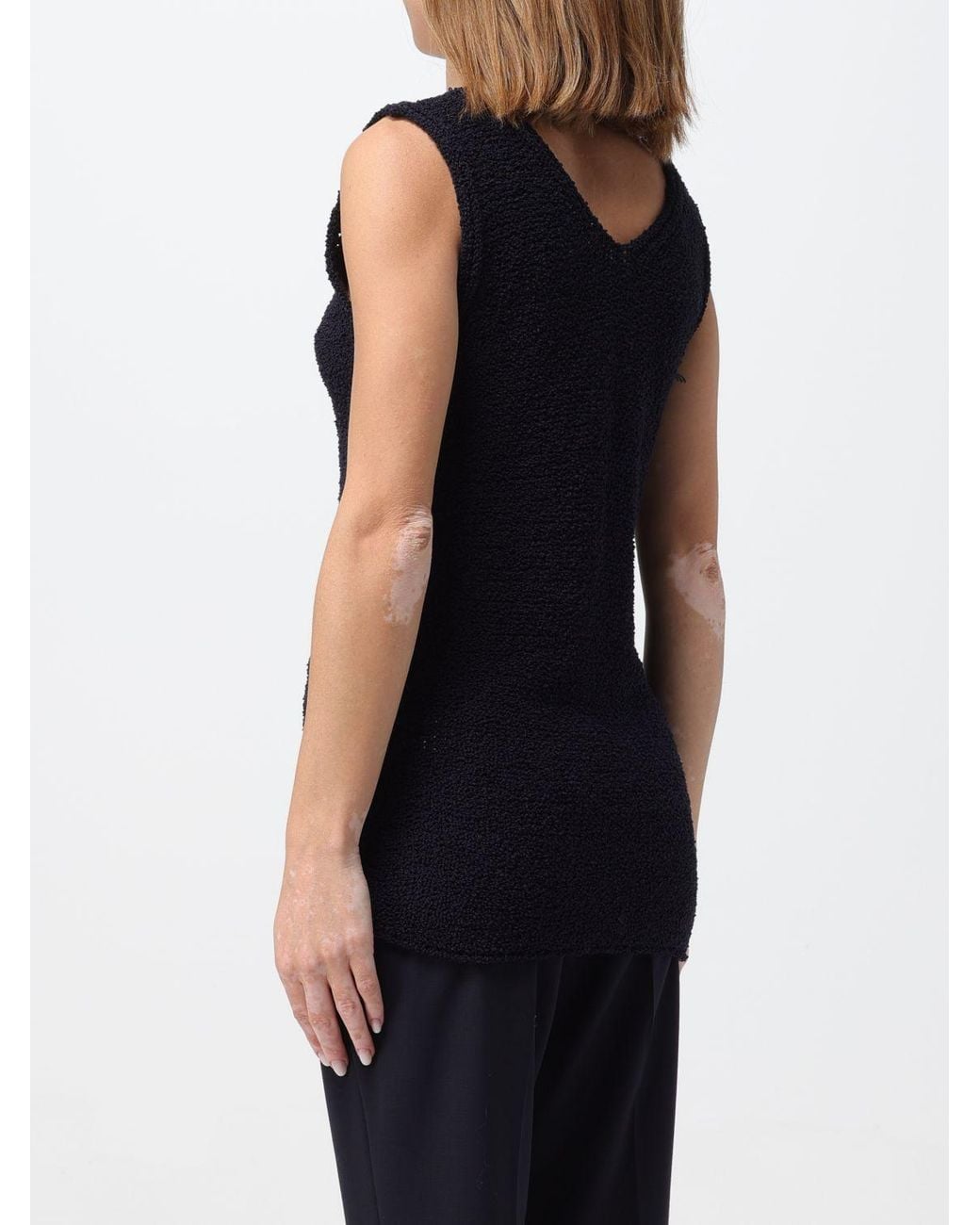 Fabiana Filippi Black V-Collar Imitation Lambskin Vest