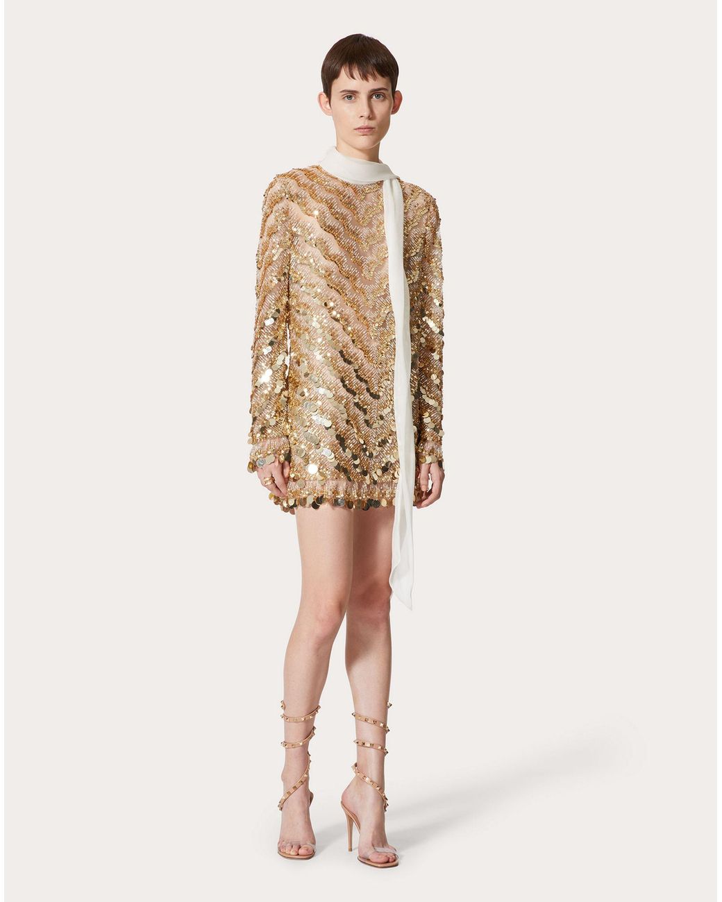 Valentino White Tulle Illusione Embroidered Minidress