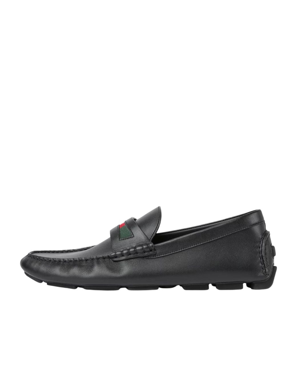 Gucci Black Web Detailed Slip-On Drivers for men