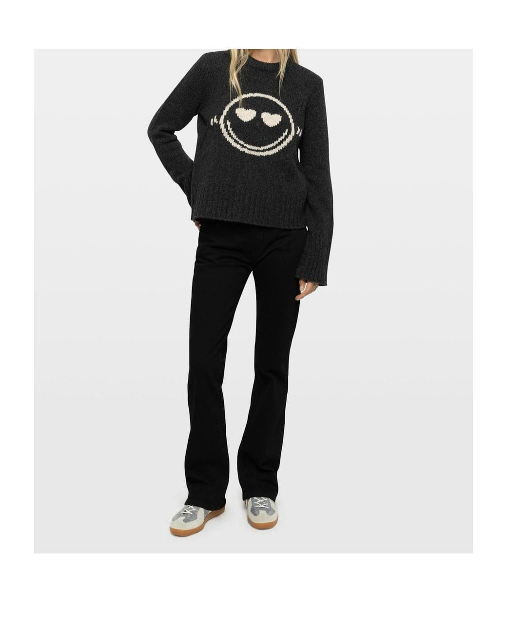 Zadig & Voltaire Black Sweater With A Smiley Face Pattern