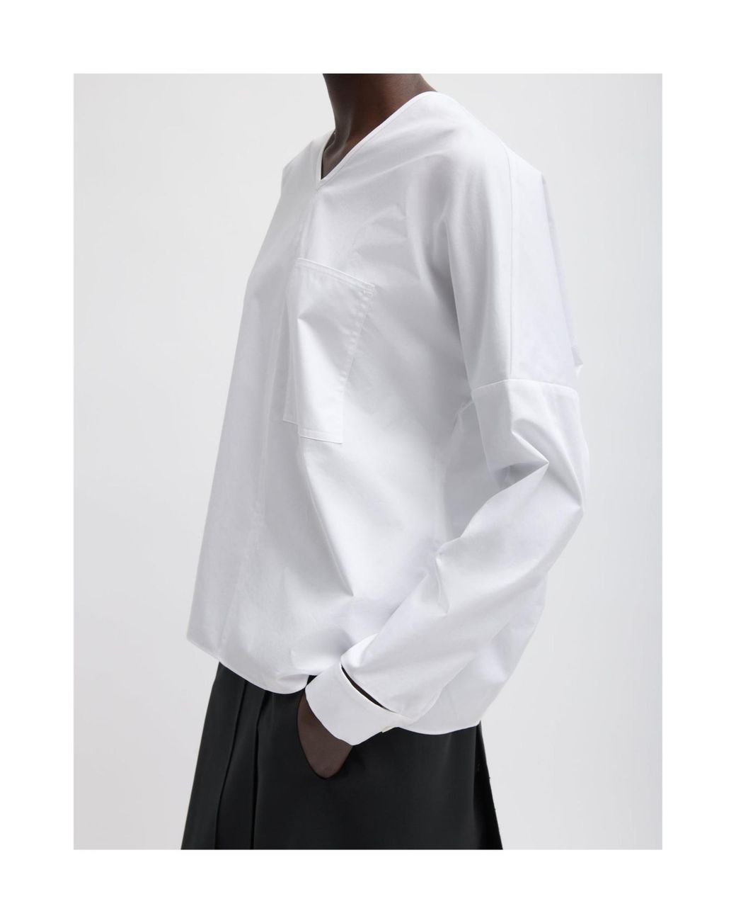 Tibi White Oversized Cutout Cotton-Poplin Shirt