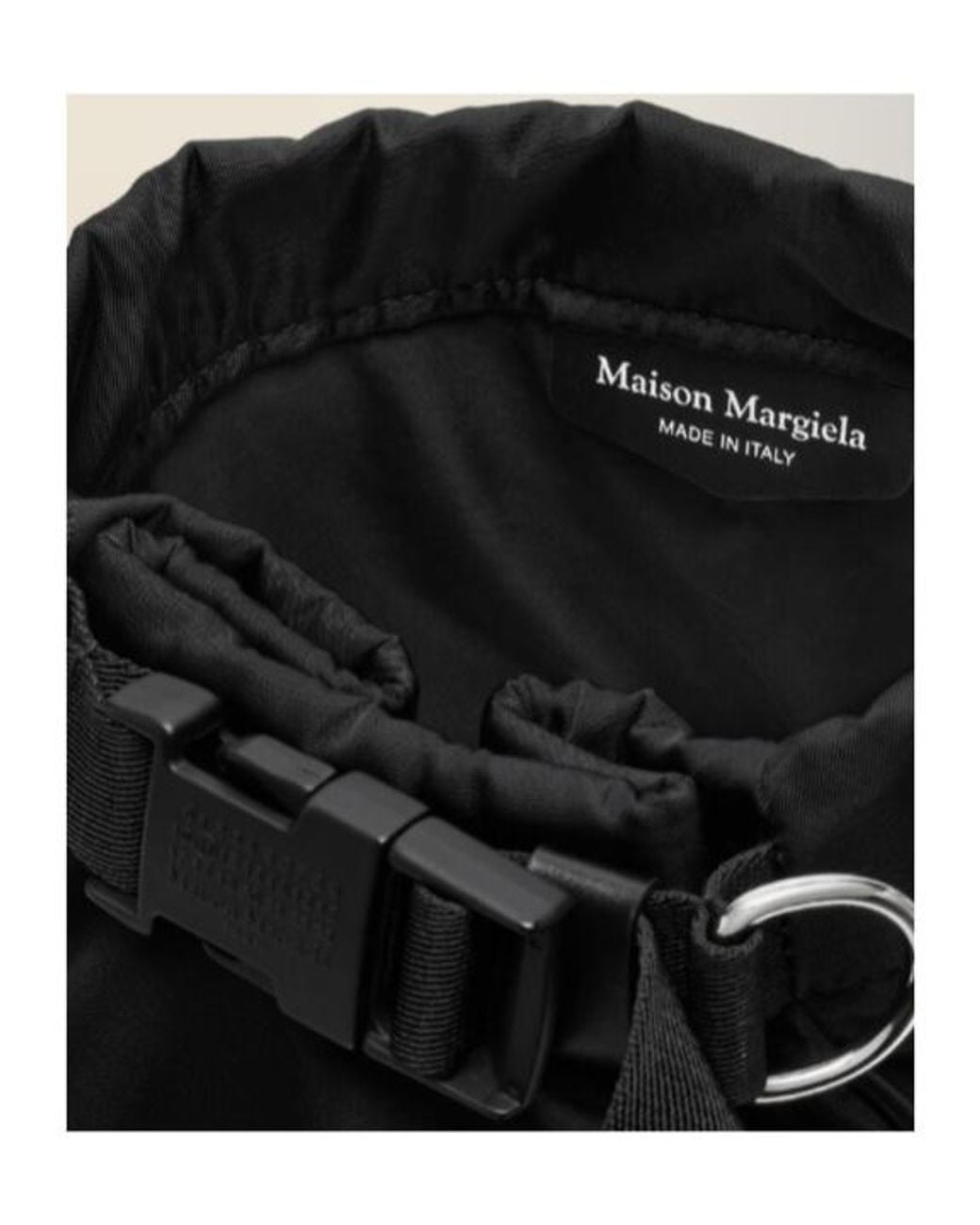 Maison Margiela Black Logo Detailed Roll-Up Backpack for men