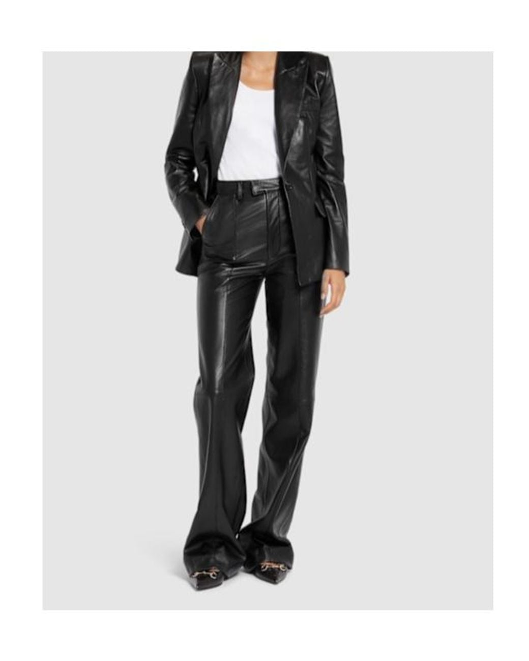 GIUSEPPE DI MORABITO Black Leather Flared Pants