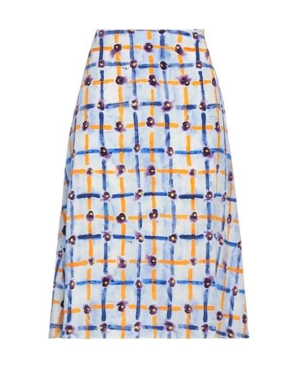 Marni Blue Multicolored Flared Skirt