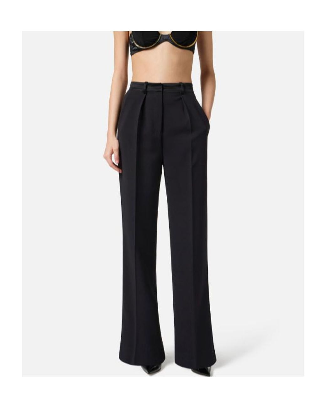 Elisabetta Franchi Black Straight-Leg Tailored Trousers