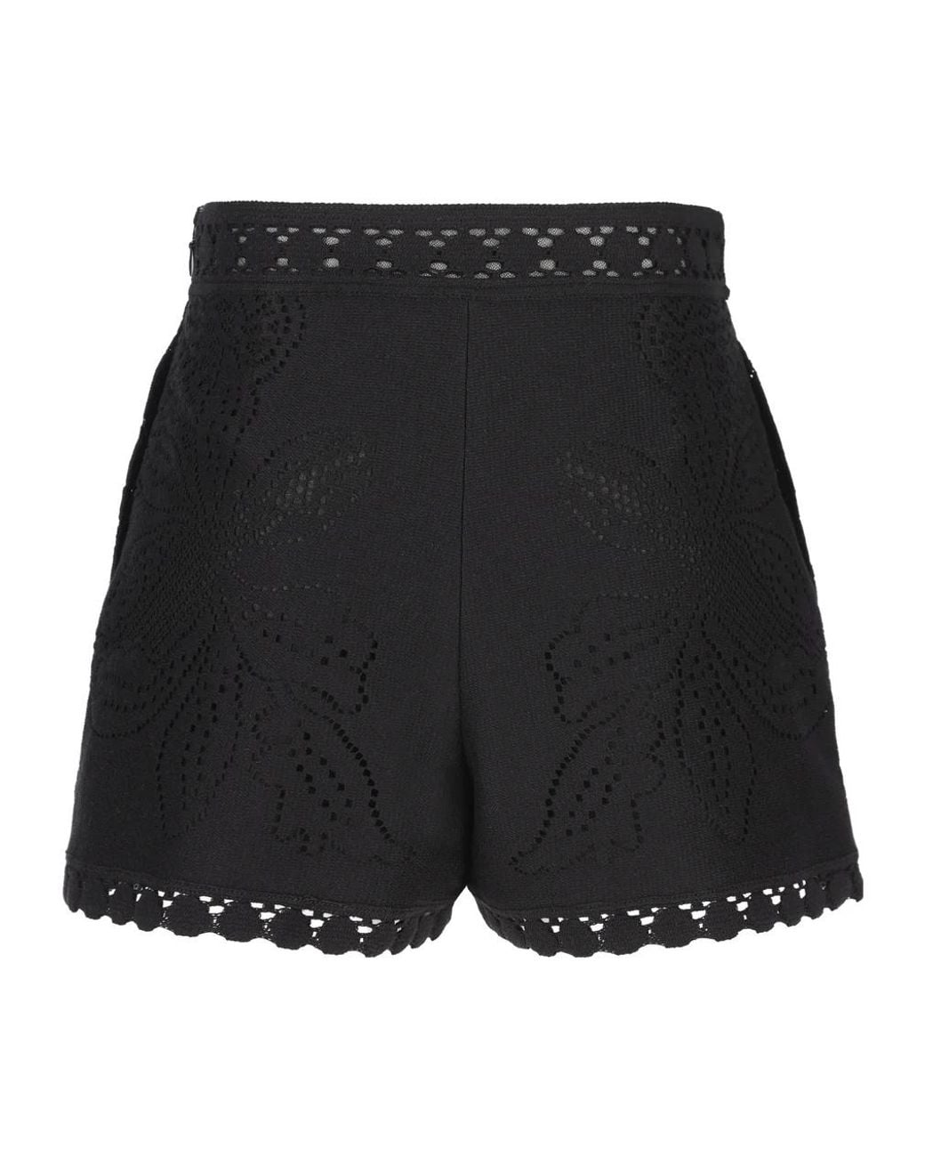 Valentino Black Floral Patterned High Waist Shorts