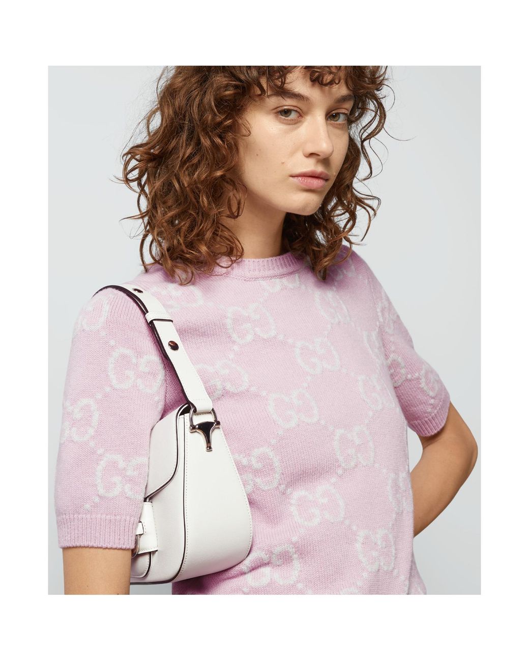 Gucci Pink Gg-Intarsia Wool Top