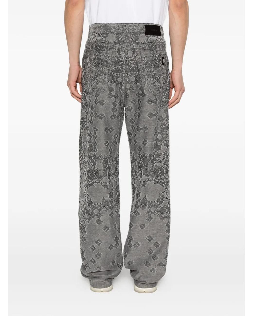 Amiri Gray Paisley Wide-Leg Jeans for men
