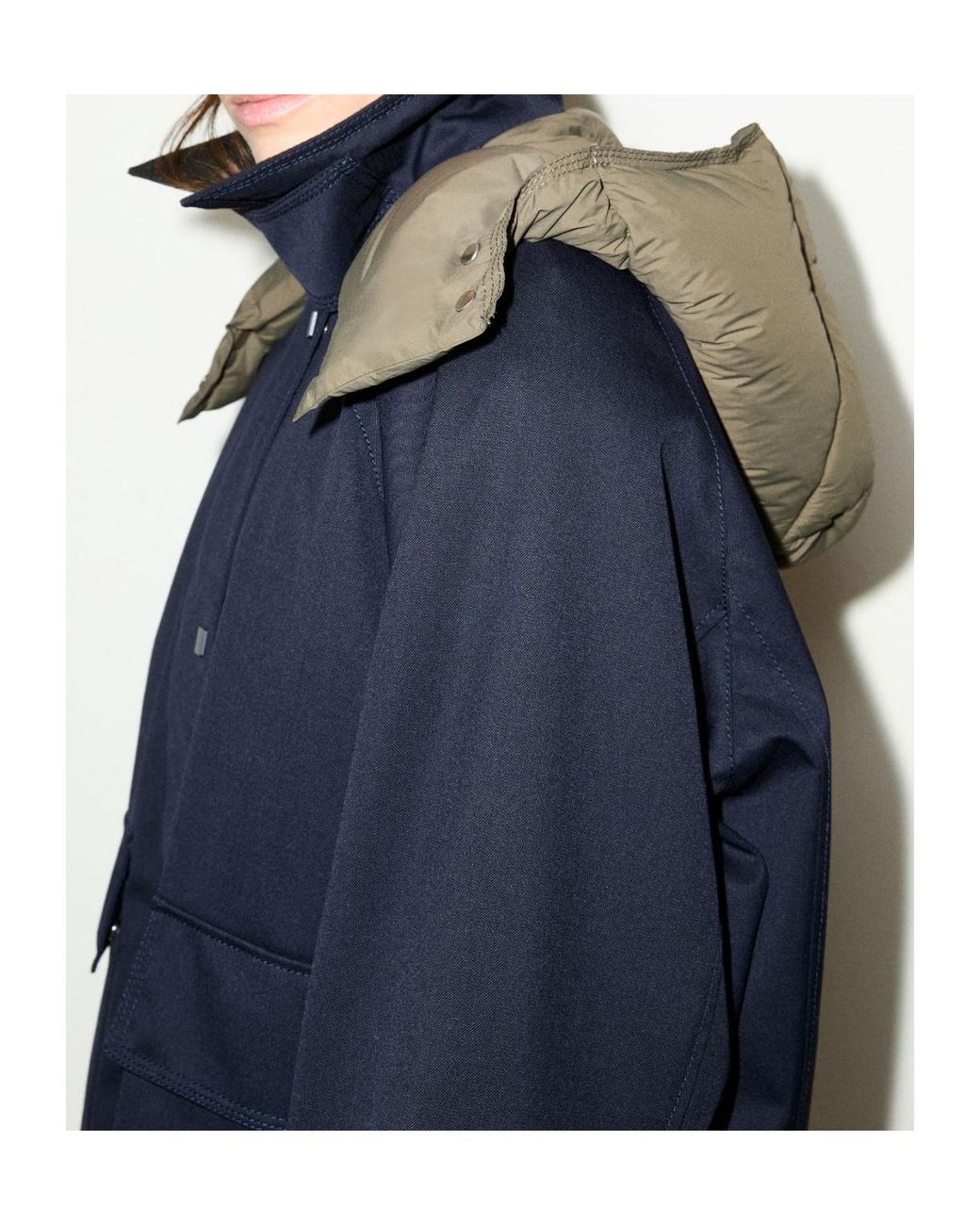 MAX&Co. Blue Hooded Gabardine Barn Jacket
