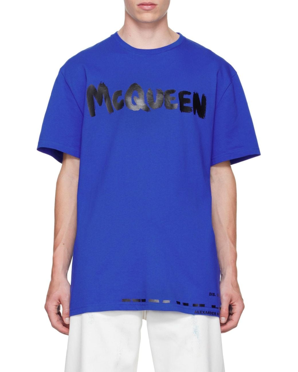 McQueen Blue Logo Printed Crewneck T-Shirt for men