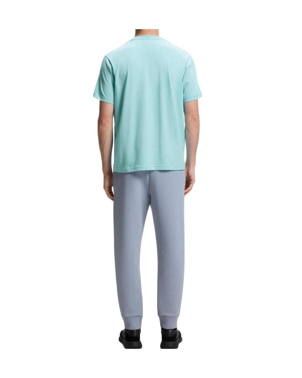 Boss Blue Stretch-Cotton T-Shirt With Jacquard Tape for men
