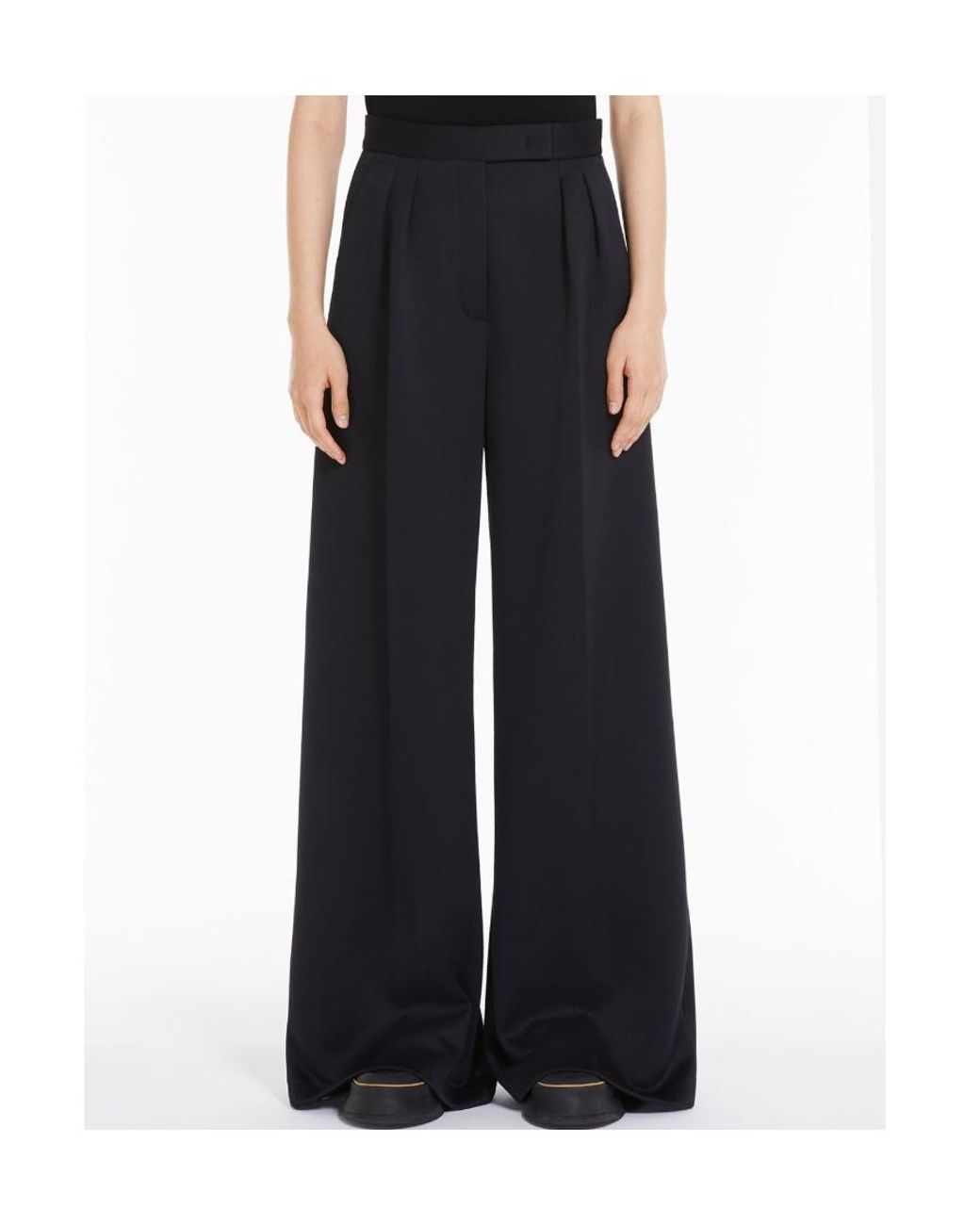 Max Mara Blue Zinnia Pleat Detailed High Waist Pants