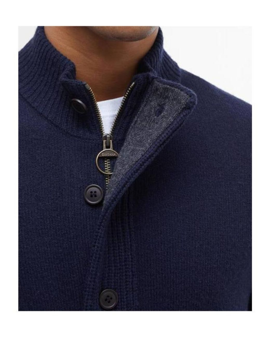 Barbour Blue Essential Elbow-Patch Cardigan for men