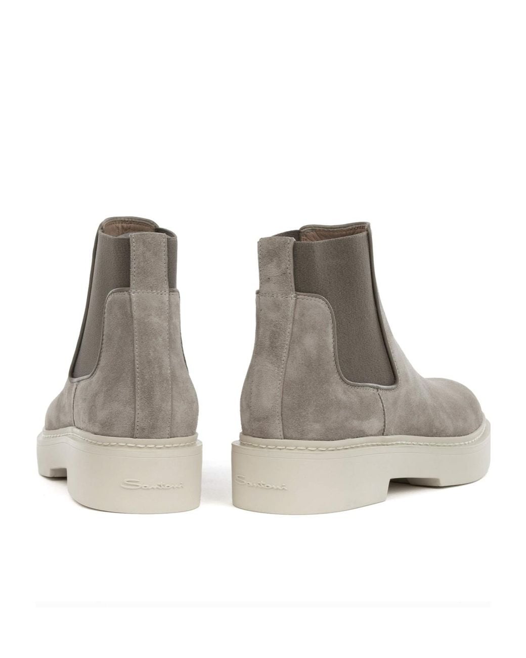 Santoni Gray Round Toe Ankle Boots