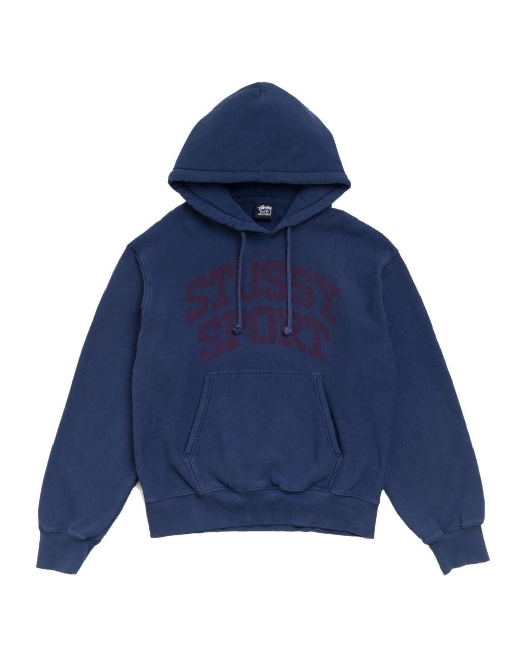 Stussy Blue Block Sport Hoodie Garment Dyed for men