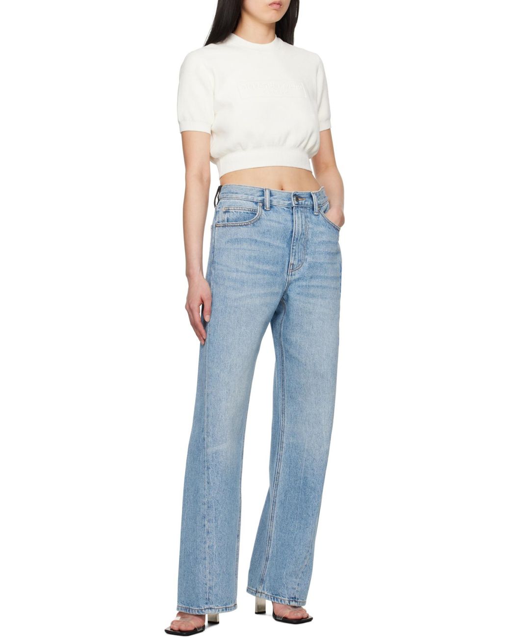 Alexander Wang Blue Mesh Back Wide-Leg Jeans