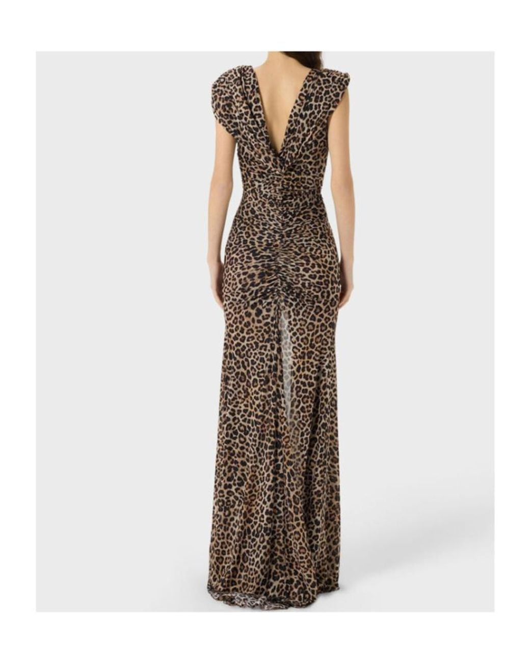 Blumarine Brown Leopard-Print Brooch-Detail Maxi Dress