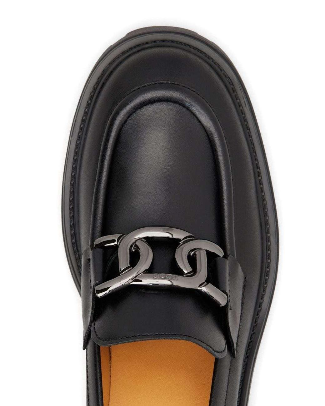 Tod's Black Logo-Buckle Almond Toe Loafers