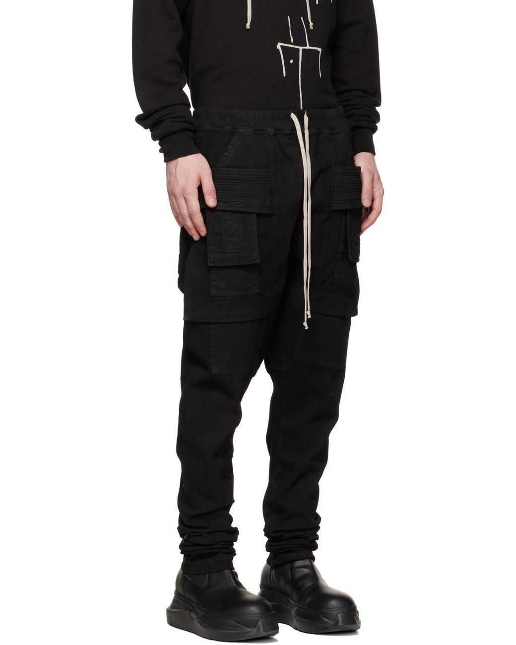 Rick Owens Black Skinny Cargo Trousers for men
