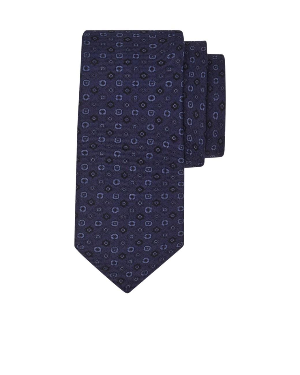Ferragamo Blue Silk Tie With Micro-Print for men