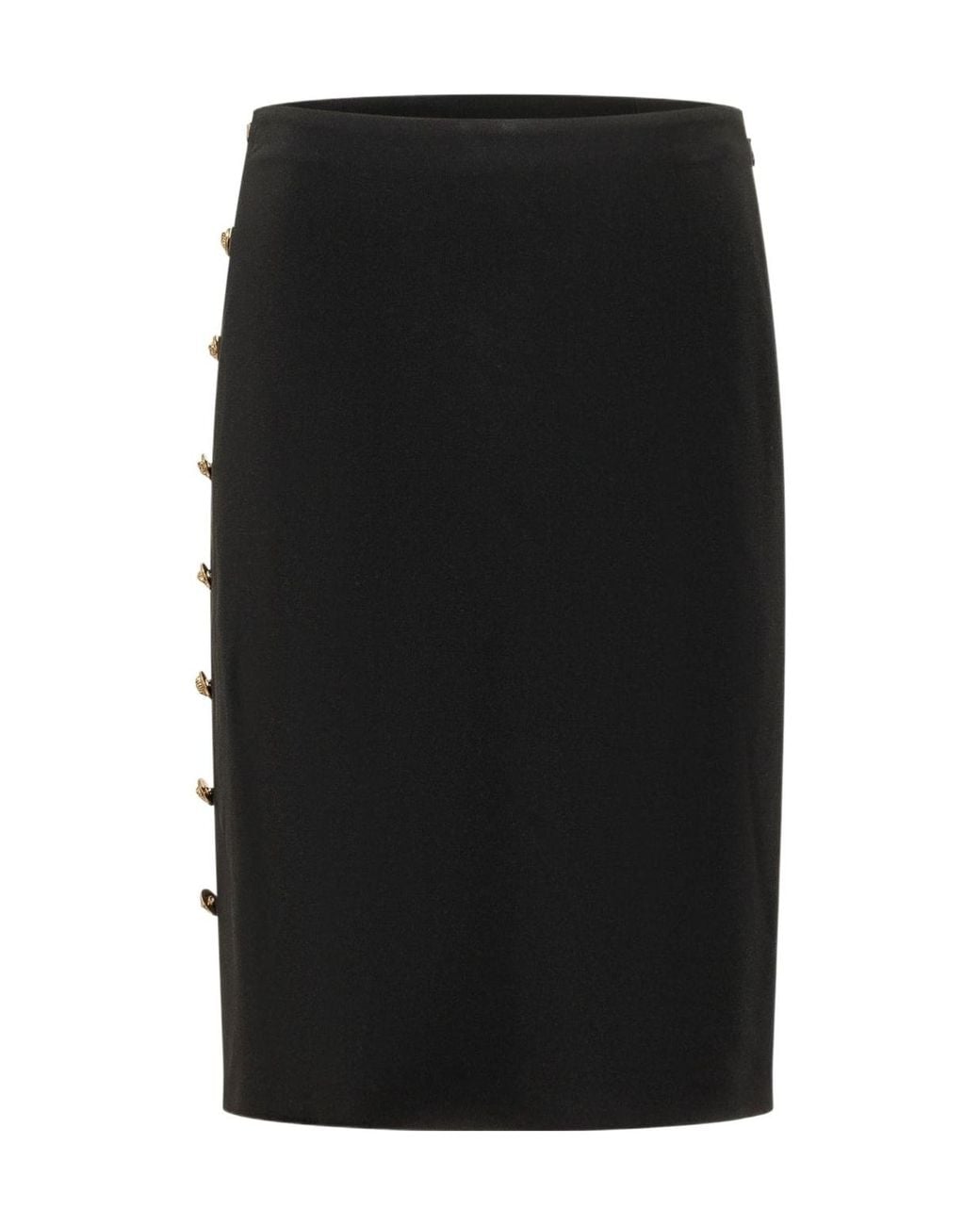 Versace Black Button-Detailed Midi Skirt
