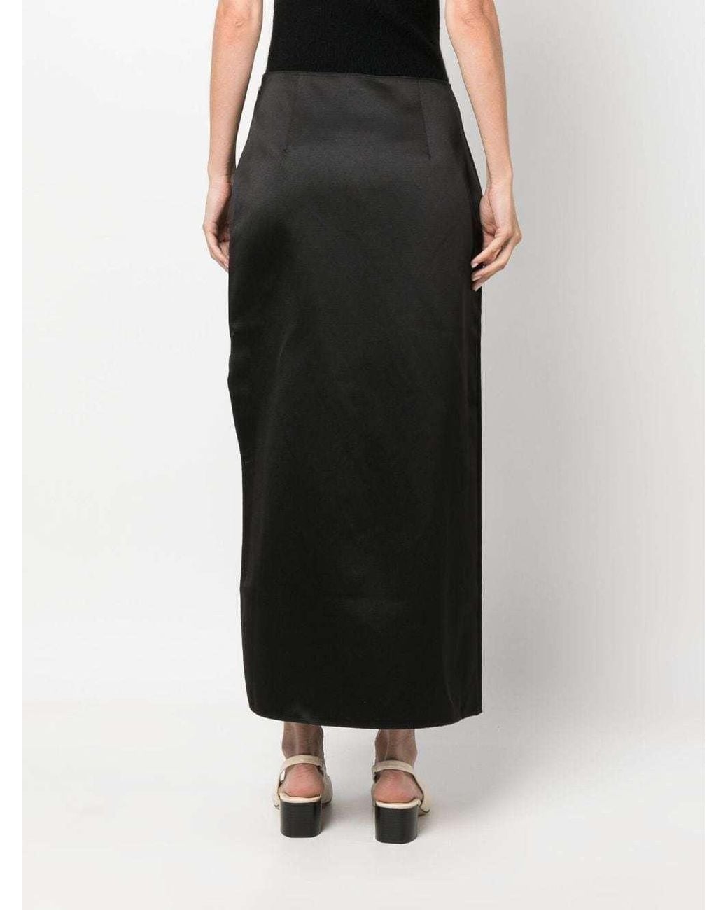 By Malene Birger Black Mid-Rise Slit-Detailed Skirt