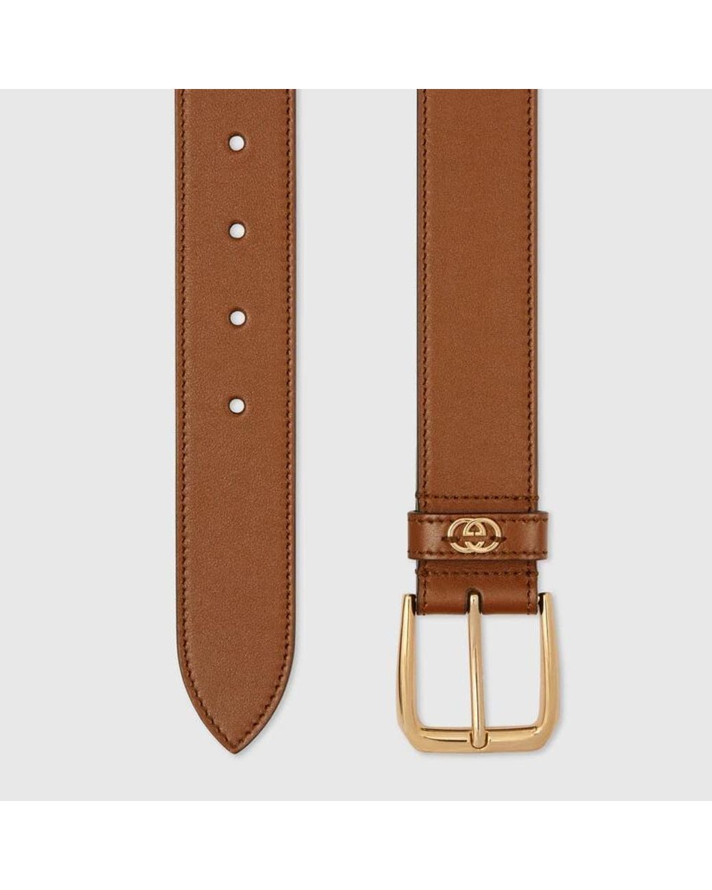 Gucci Brown G Logo Plaque Buckle Belt for men