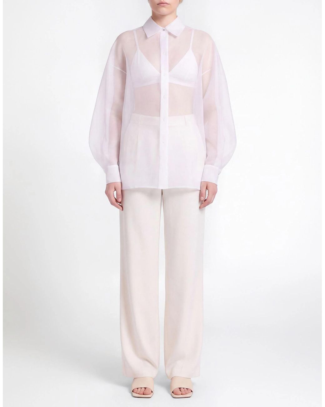 Max Mara White Sheer Long-Sleeve Shirt