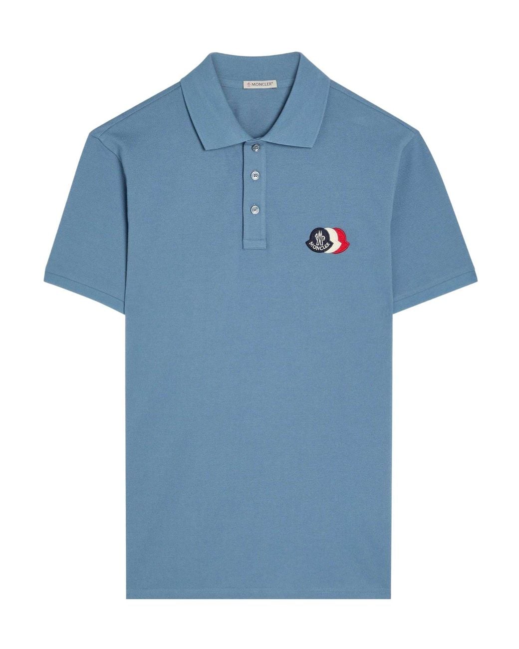 Moncler Blue Cotton Short-Sleeve Polo Shirt for men