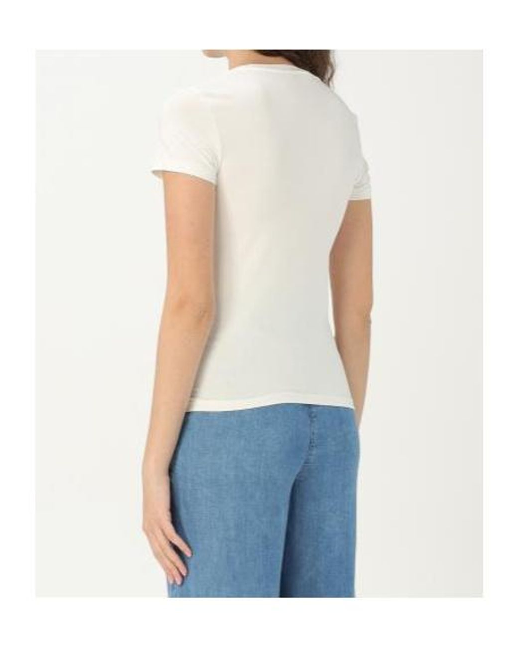 Patrizia Pepe White Embellished Logo Crewneck T-Shirt