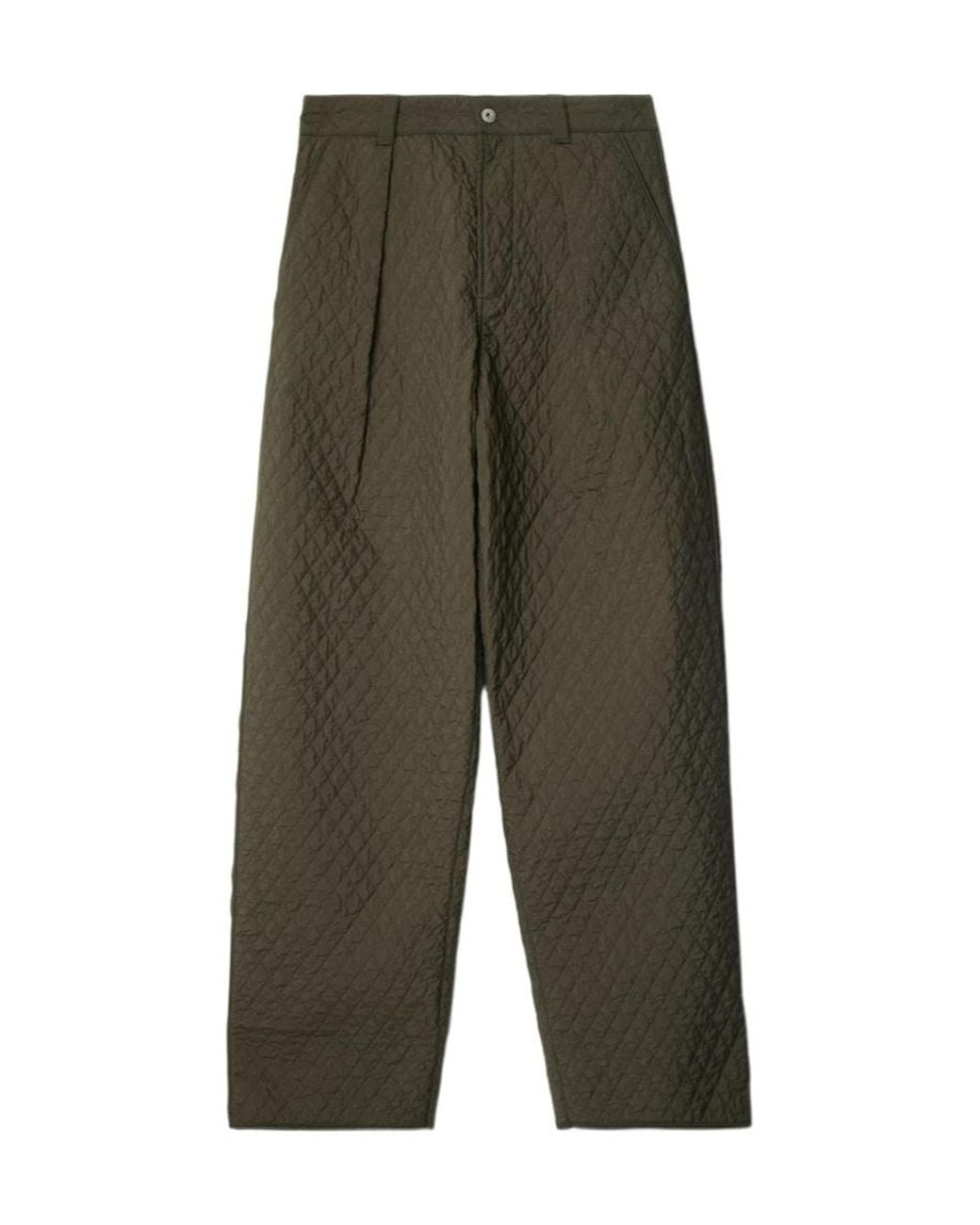 Burberry Green Diamond-Quilted Straight-Leg Trousers for men