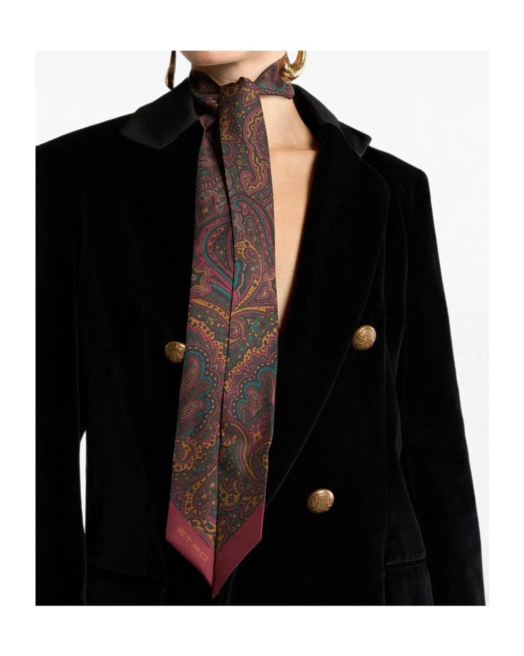 Etro Multicolor Pointed-Tip Silk Scarf