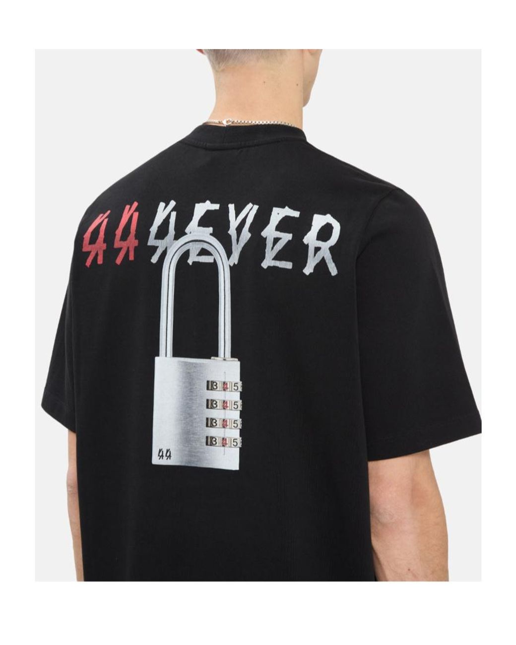44 Label Group Black Padlock Print T-Shirt for men
