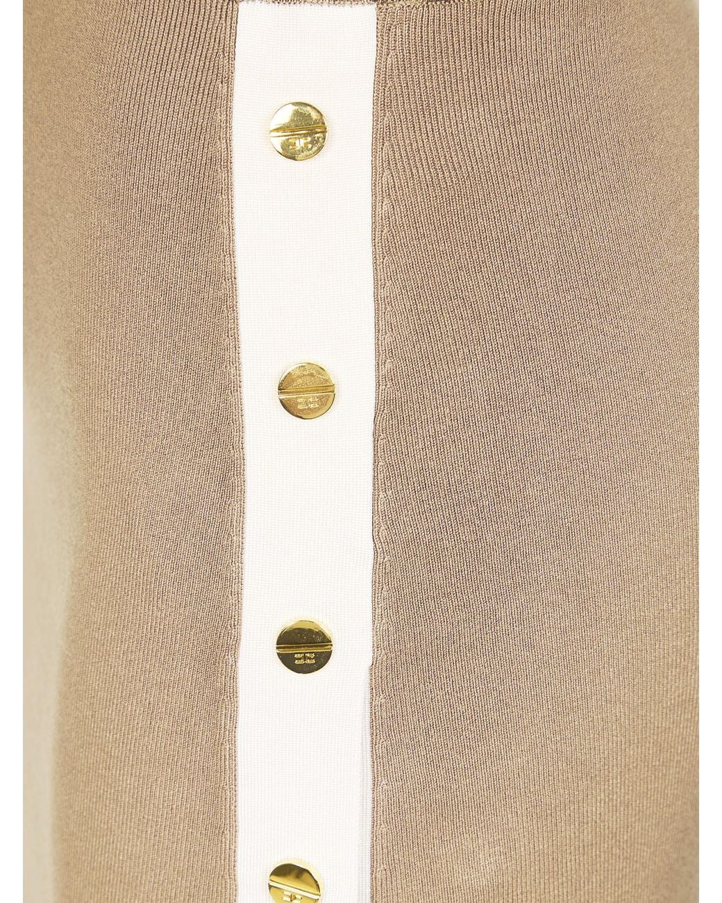 Elisabetta Franchi Natural Knit Midi Skirt With Side-Bands