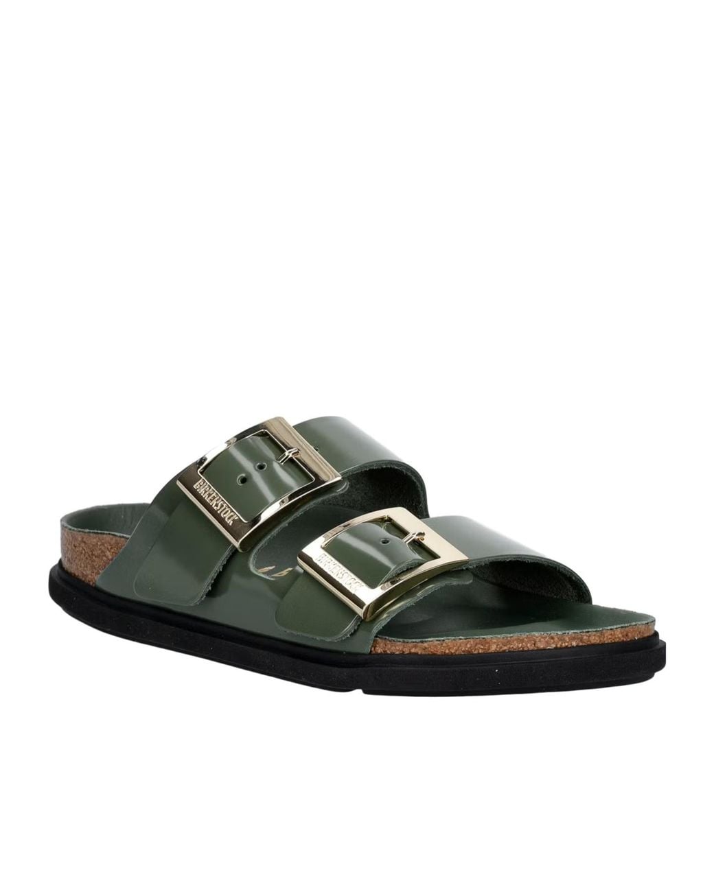 Birkenstock Green High Shine Buckle Flat Sandals