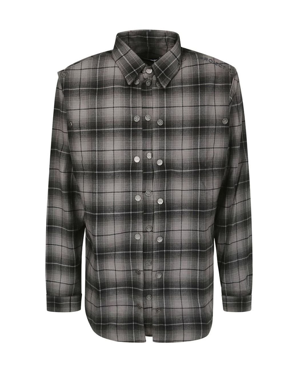 Y. Project Gray Plaid Long-Sleeved Shirt for men