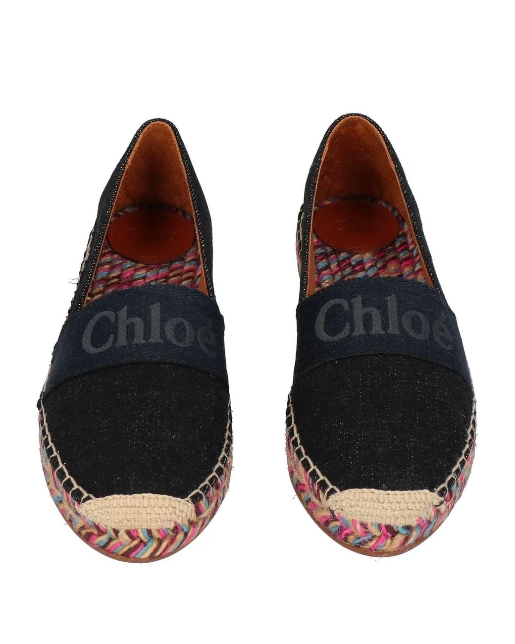 Chloé Blue Minimal Flat Straw Shoes