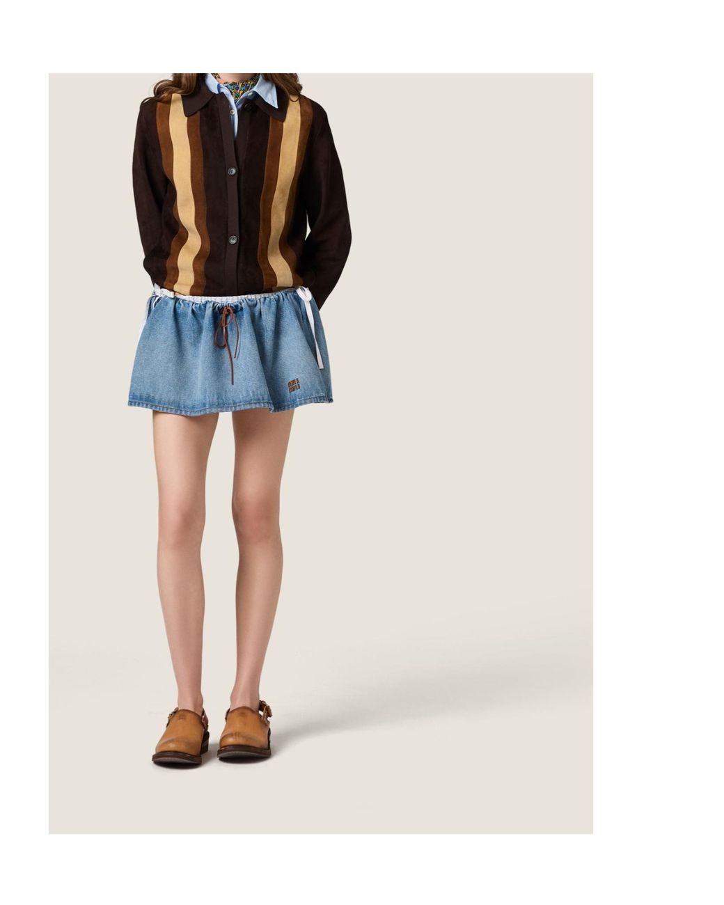 Miu Miu Blue Washed Denim Miniskirt