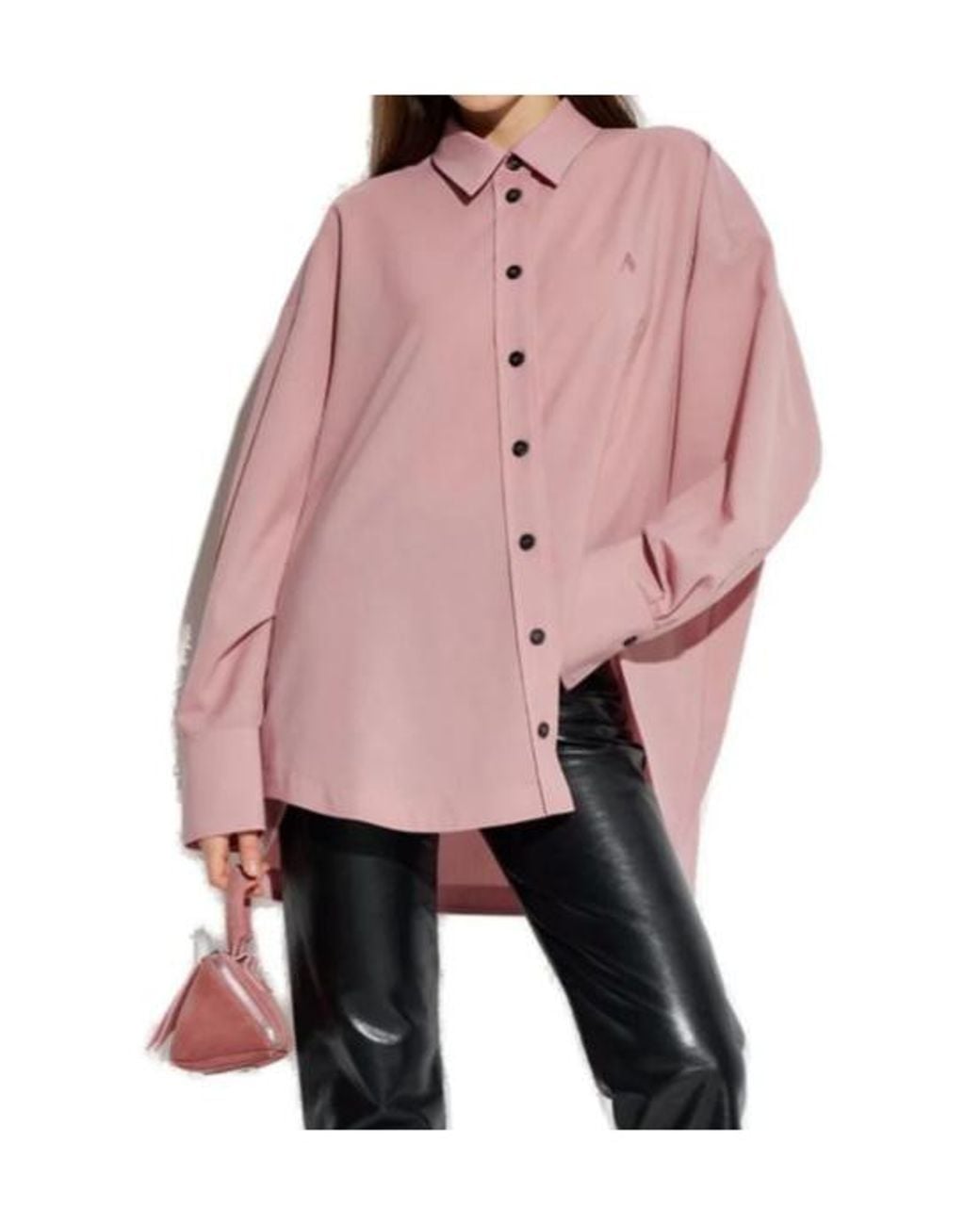 The Attico Pink The Logo Embroidered Shirt