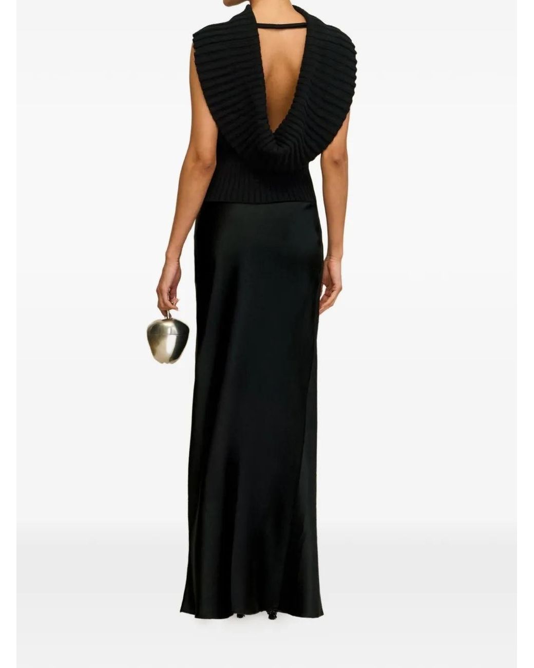 Cult Gaia Black Chen Open-Back Ribbed Top