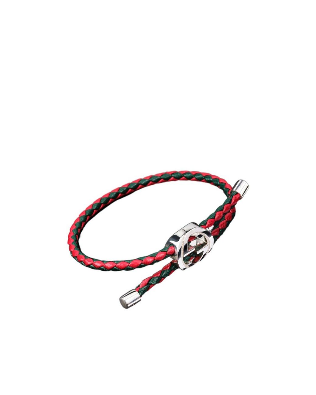 Gucci Multicolor Braided Leather Bracelet With Web for men