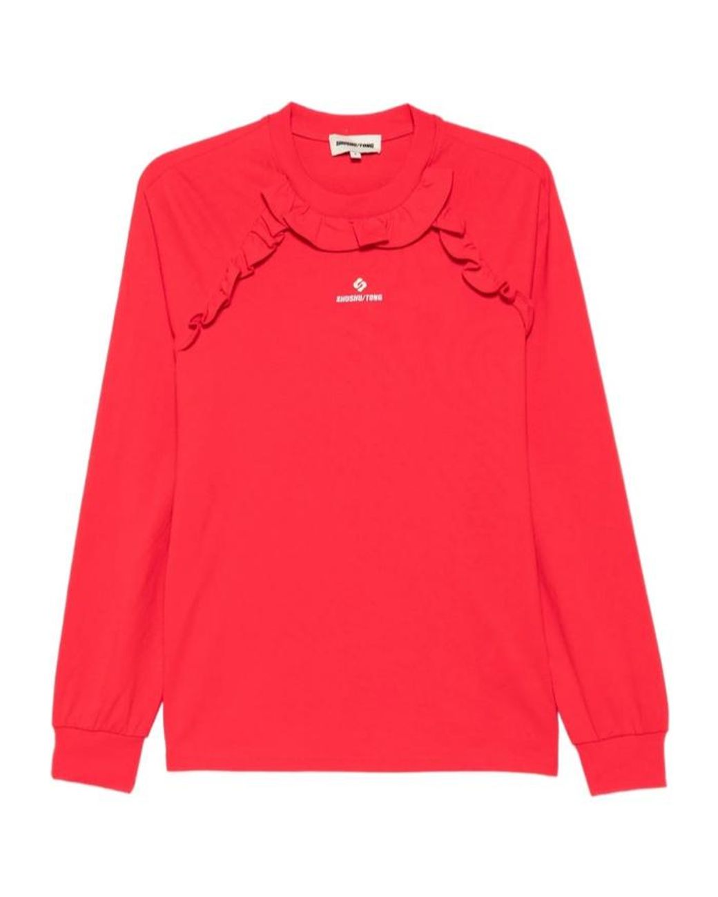 ShuShu/Tong Ruffled Logo-Embroidered T-Shirt