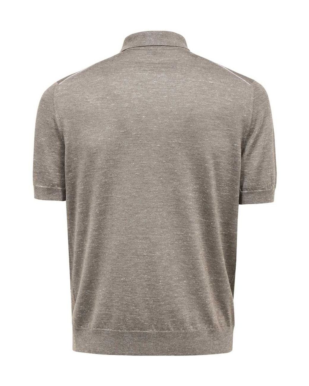 Zegna Gray Short-Sleeved Polo Shirt for men