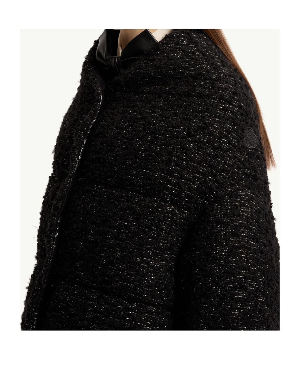 Moncler Black Wool Blend Tweed Cape