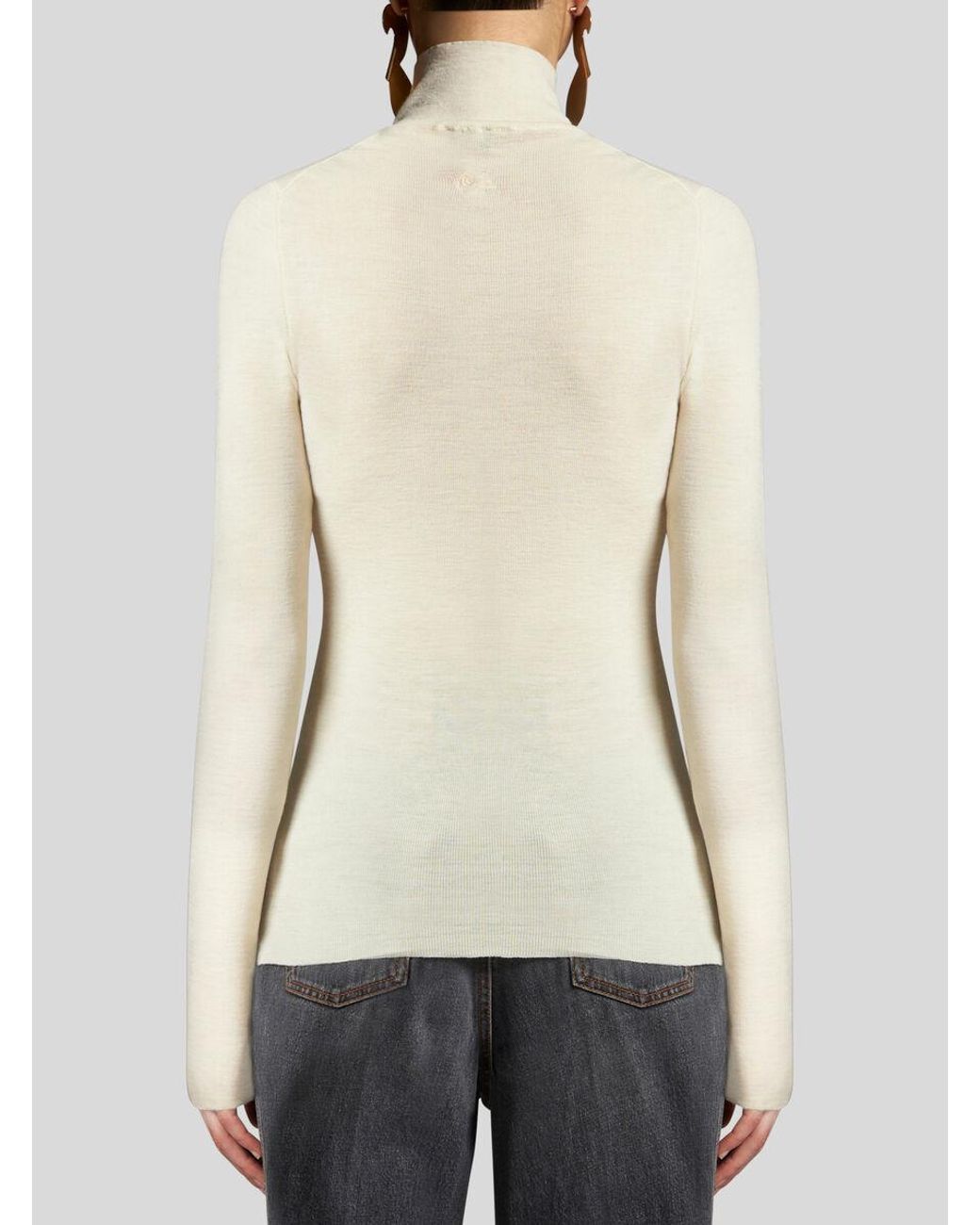 Etro White Wool Turtleneck Sweater