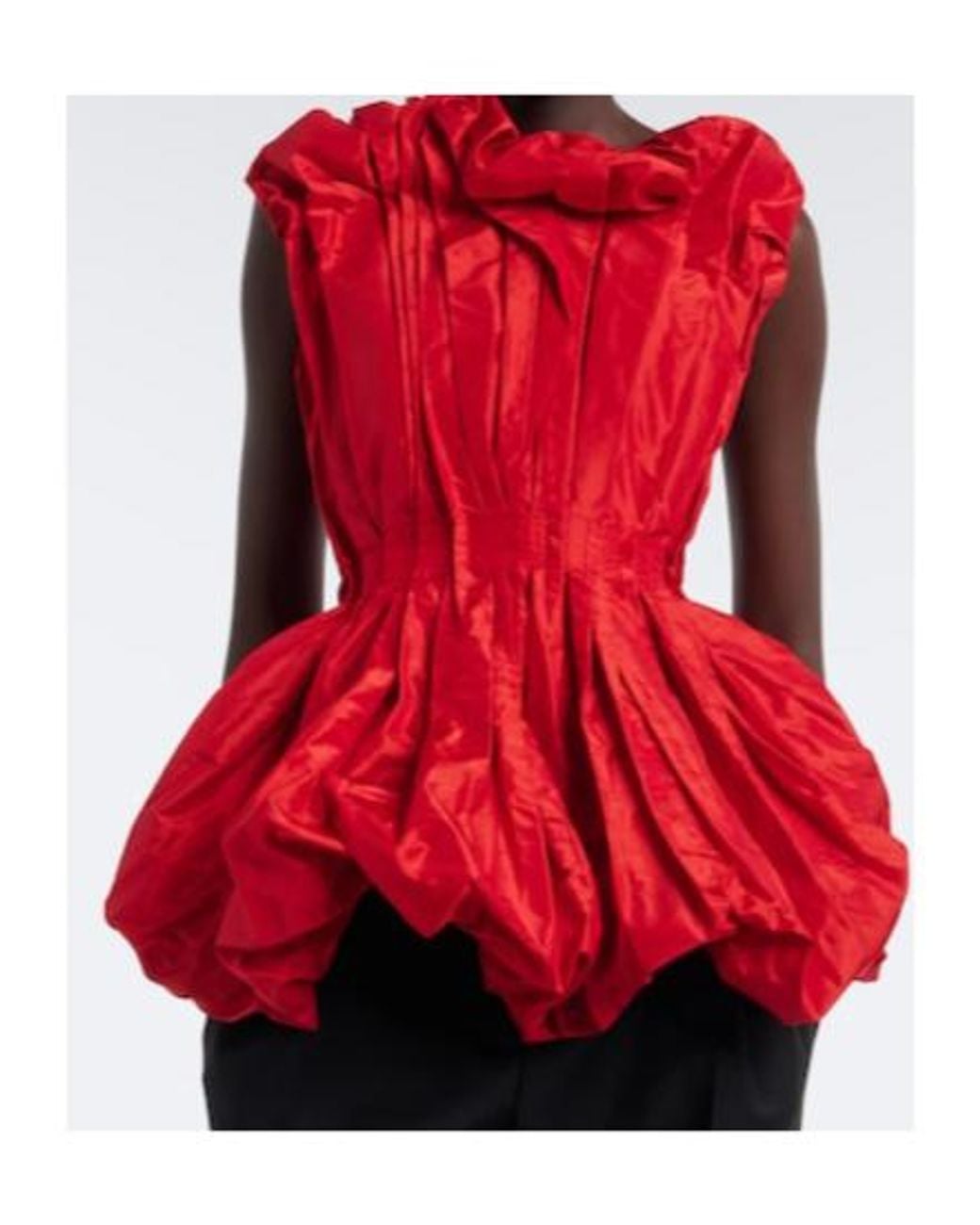 TOVE Red Marina Peplum Silk Taffeta Top