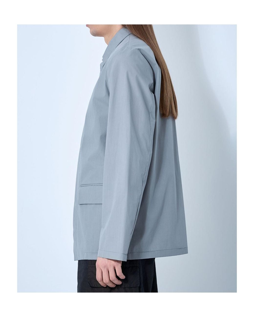 Rier Blue Poplin Shirt Jacket for men