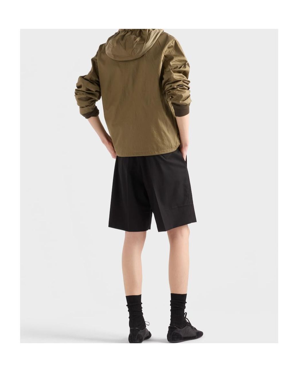 Prada Black Triangle-Patch Shorts for men