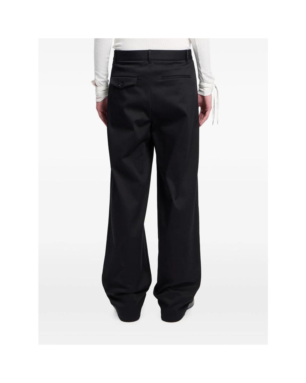 Ann Demeulemeester Black Cotton-Drill Straight-Leg Trousers for men