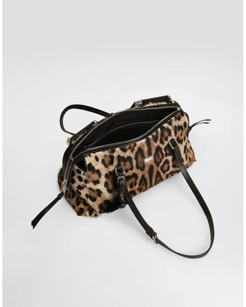 Dolce & Gabbana Black Leopard Printed Vittoria Bag